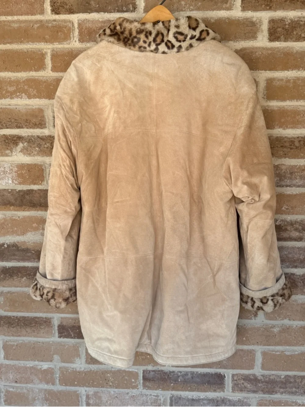 Vintage Winlet Suede Jacket with Leopard-Print Trim